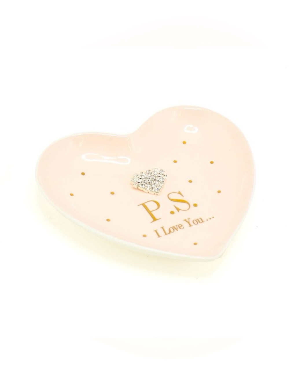 Heart Trinket Dish - Pink with Gold Accents